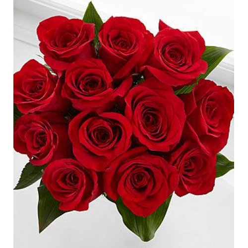 Surprises Red Rose Bouquet - 12 Stems of  50 cm Roses - No Vase 