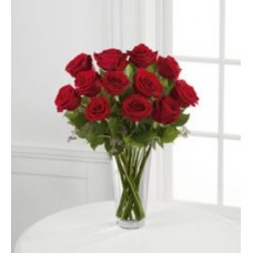 Surprises Res Rose Bouquet - 12 Stems of 40 cm Roses - VASE INCLUDED