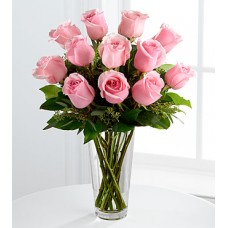 The Long Stem Pink Rose Bouquet by FTD- VASE INCLUDED