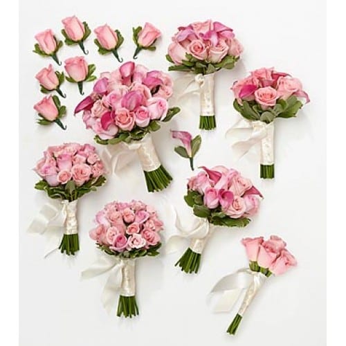 Hand-tied Wedding Package Pink - Boutonniere