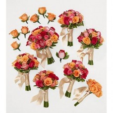 Wedding Package – Hand-tied Bouquets Boutonniere Bright Blush