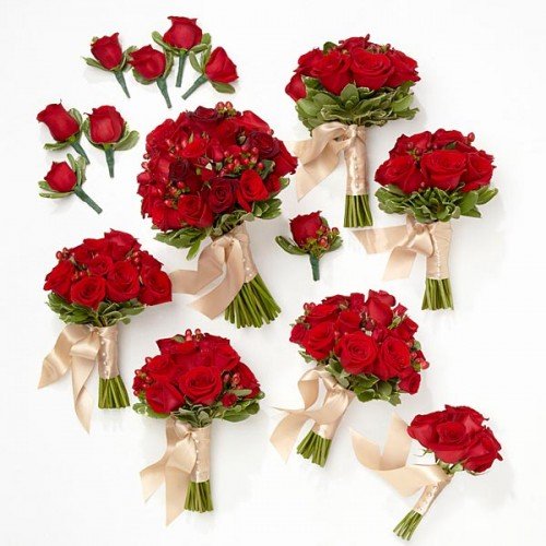 Red – Wedding Package Hand-tied Bouquets