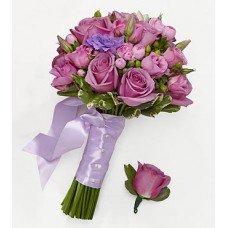 Lovely Lavender Bridesmaid Bouquet & Groomsman Boutonniere