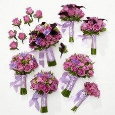 Wedding Package Hand-tied Bouquets Boutonniere Lavender
