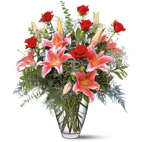 Birthday Lilies and Roses