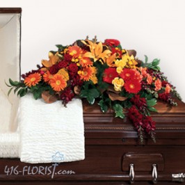 Autumn Flowers Funeral Casket Spray