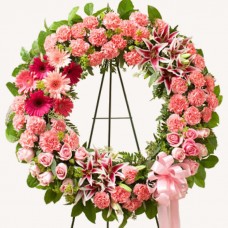 Tribute Pink Wreath Flowers For a Funeral Home