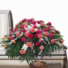 Colorful Carnation Funeral Casket Flower Spray