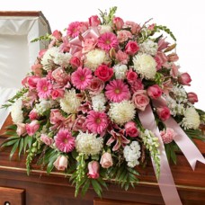 Pink and White Sympathy Casket Flowers