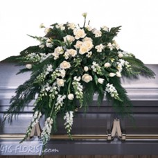 Glorious White Casket Funeral Flower Spray