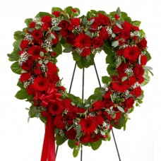 Red Heart Wreath Flowers