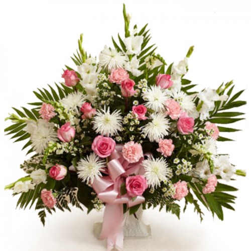 "Just Pink and White" Funeral Spray