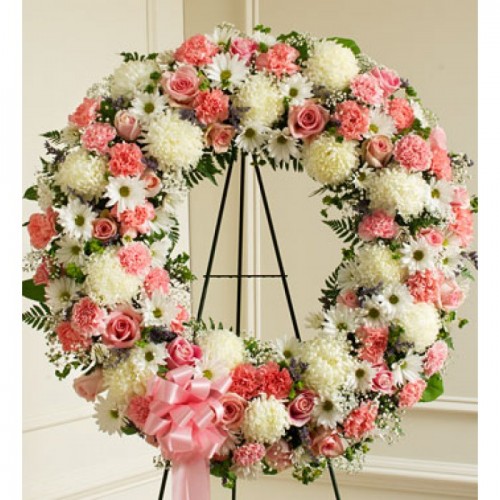 Shades of Pink Sympathy  Heart Wreath