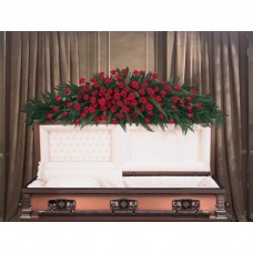 Immaculate Red Rose Casket Funeral Flower Spray
