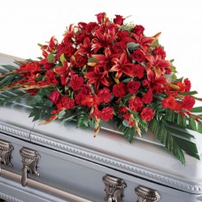 Red Splendor Funeral Casket Flowers