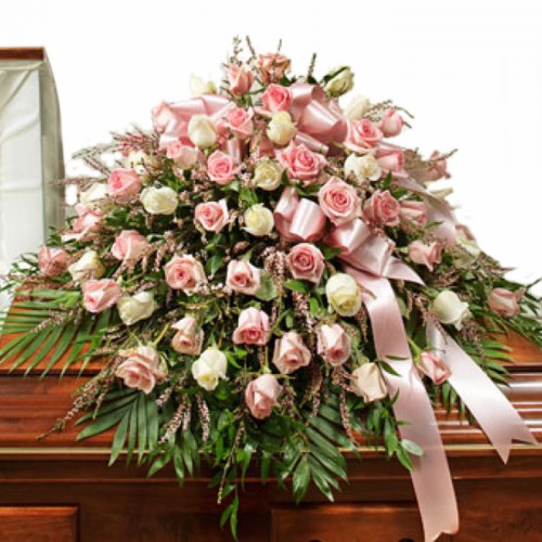 Pink Delight Funeral Casket Flower Spray