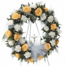 Sincere Peach and White Funeral Wreath