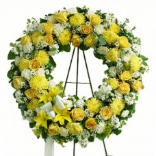 Bright Yellow Beauty Funeral Wreath