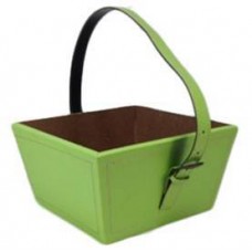 Green Square Faux Leather Container