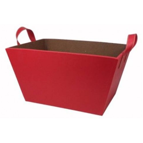 Red Rectangular Faux Leather Container