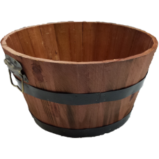 Mahogany Color Round Wood Basket