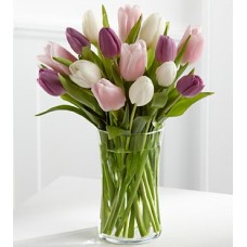 Painted Skies Tulip Bouquet - 15 Stems - VASE INCLUDED
