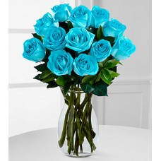 Island Blue Rose Bouquet - 12 Stems - VASE INCLUDED