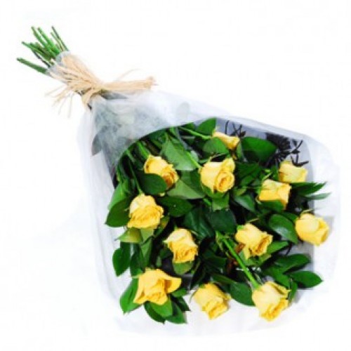 12 Stem Yellow Rose Bouquet