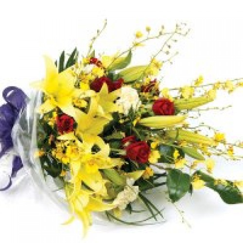 Hand Tied Bouquet - Oncidium Orchid 