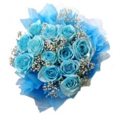 12 Stems Blue Hand Bouquet 
