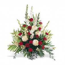 Most Memorable Tribute - Red and White Spray Arrangement