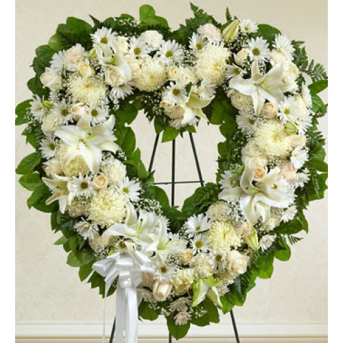 Angelic All White Heart Wreath