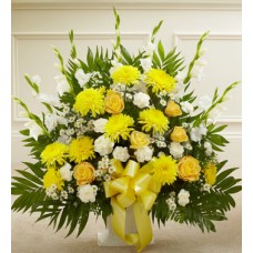 Tribute Flowers - Blazing Basket of Yellow
