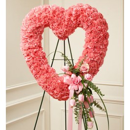 Tribute Flowers - Pink Heart Wreath