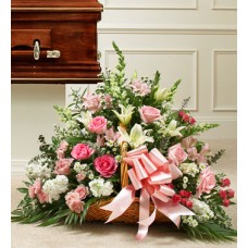 Lavishly Pink and White Flowerin Basket