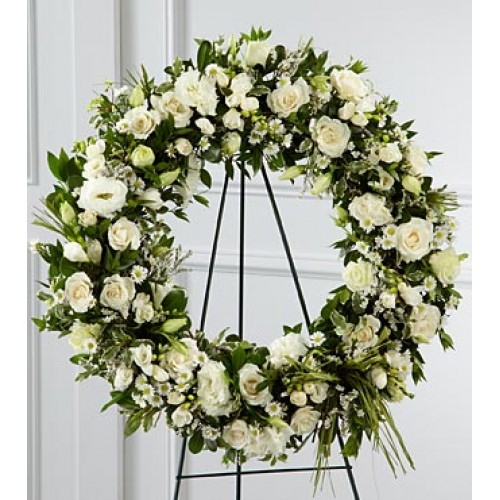 White and Green Sympathy Wreath