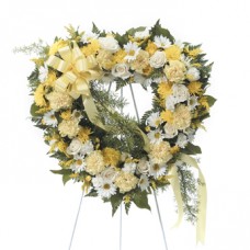 White and Yellow Funeral Sympathy Heart Shaped Flowers