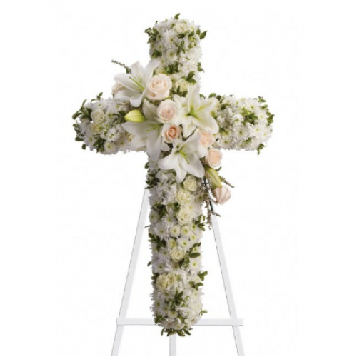 All-White Funeral Cross 