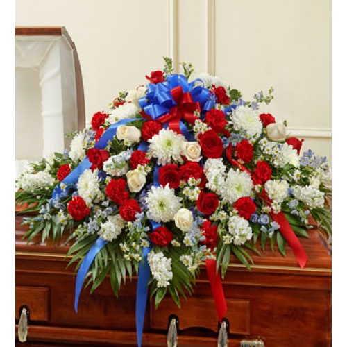 Sympathy Blue and White Casket Spray