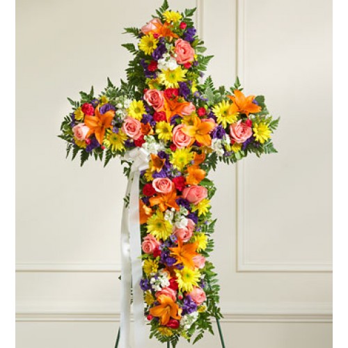 Bright Catholic Cross Standing Spray