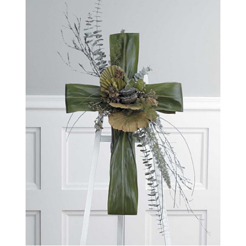 Funeral Natural Green Cross Easel