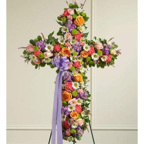 Radiant Catholic Cross Standing Spray