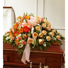 Soothing Colors Funeral Casket Flowers