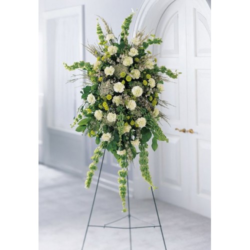 White & Green Flowering Standing Spray