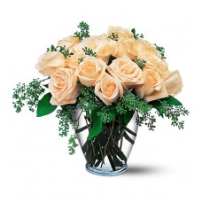 Cream Flowering Roses with FREE Vase 