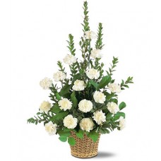 White Simplicity Tribute Funeral Basket